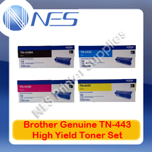 Brother Genuine TN-443 BK/C/M/Y (Set of 4) High Yield Toner Cartridge for HL-L8260CDW/HL-L8360CDW/MFC-L8690CDW/MFC-L8900CDW